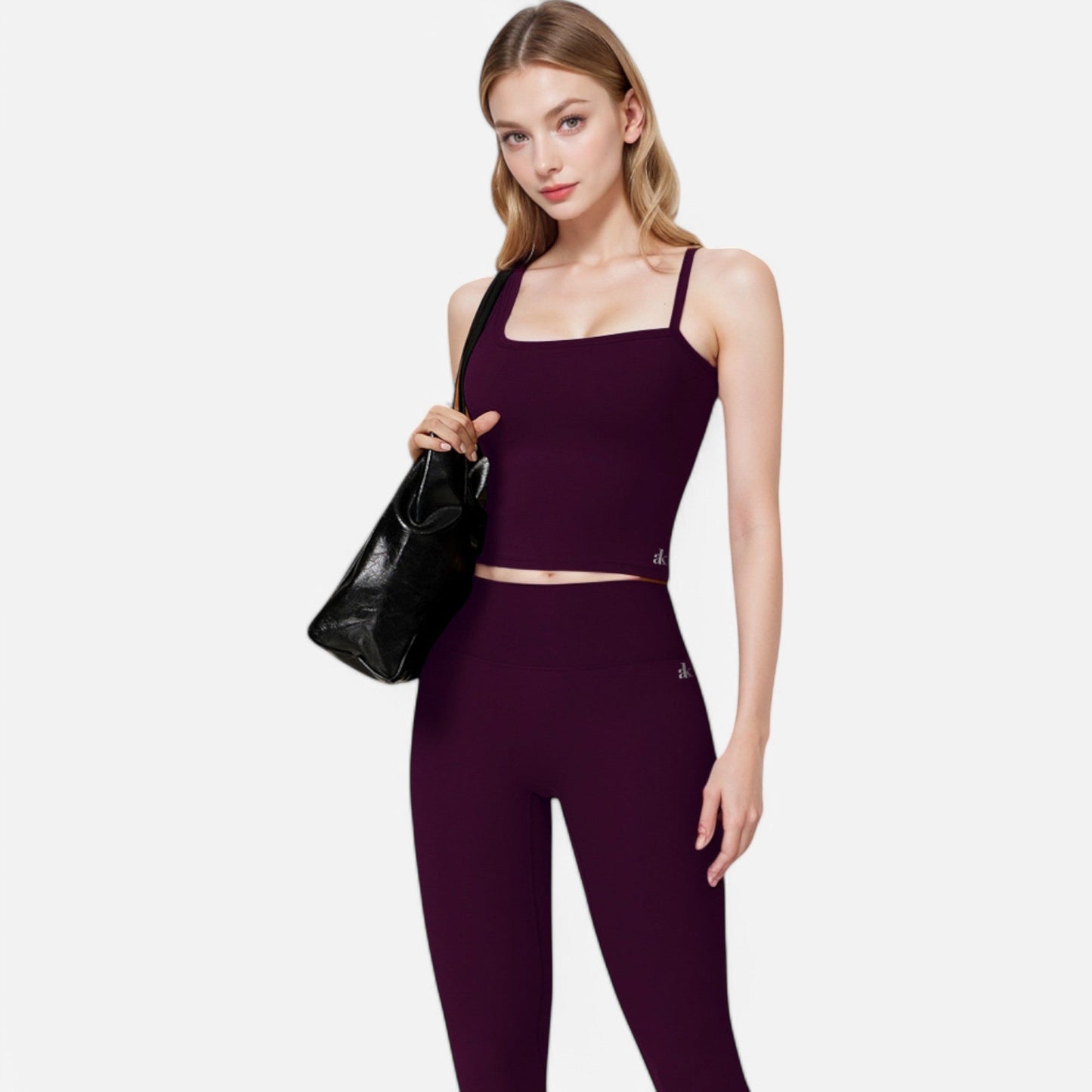Active Women's Fitted Square Neck Tank Top with Spaghetti Straps