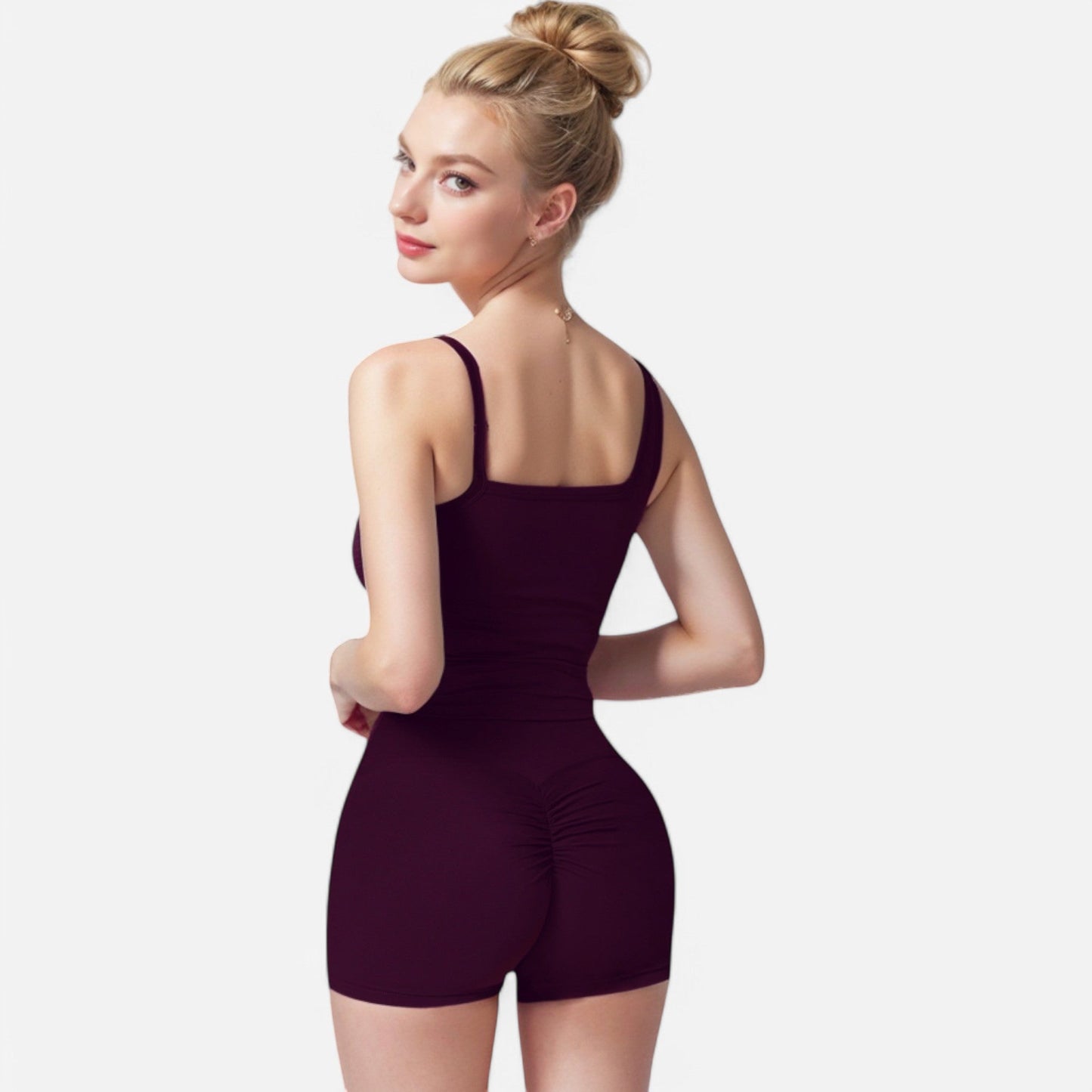 Active Women's Fitted Square Neck Tank Top with Spaghetti Straps