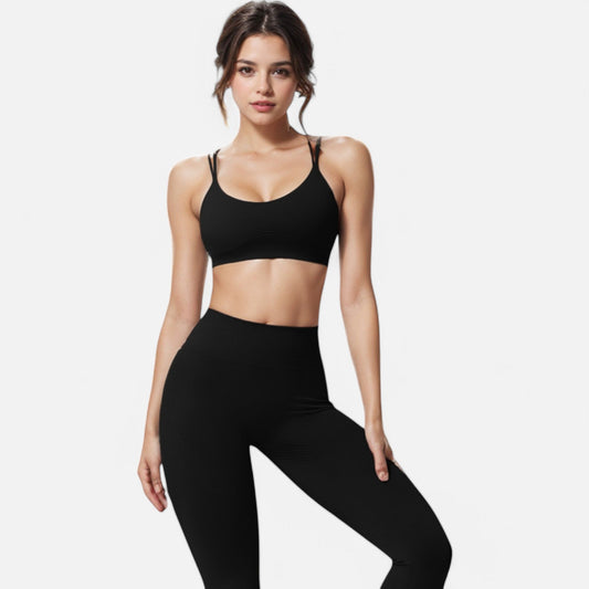 Active Women's Double Strap Sports Bra with V-Neckline and Soft Support