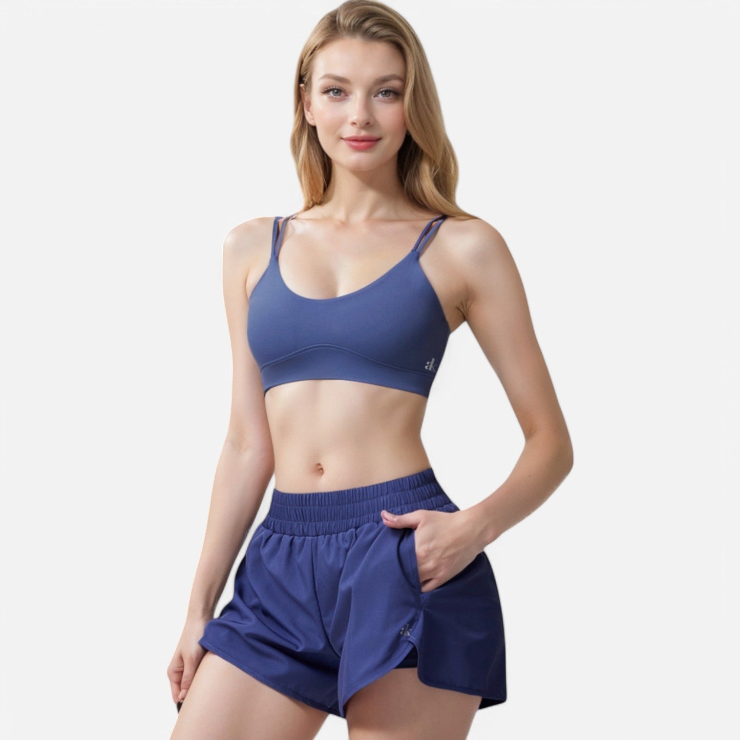 Active Women's Double Strap Sports Bra with V-Neckline and Soft Support