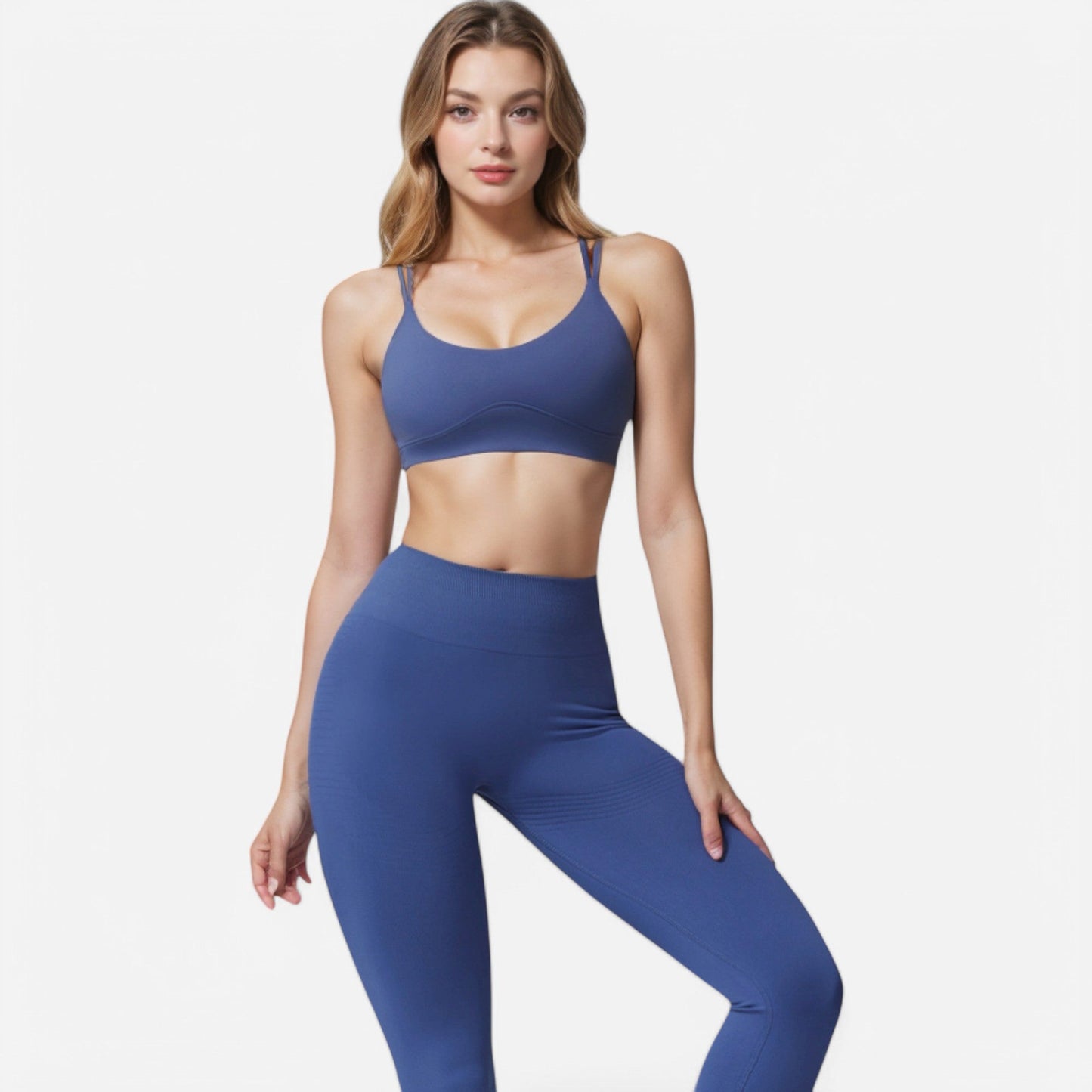 Active Women's Double Strap Sports Bra with V-Neckline and Soft Support