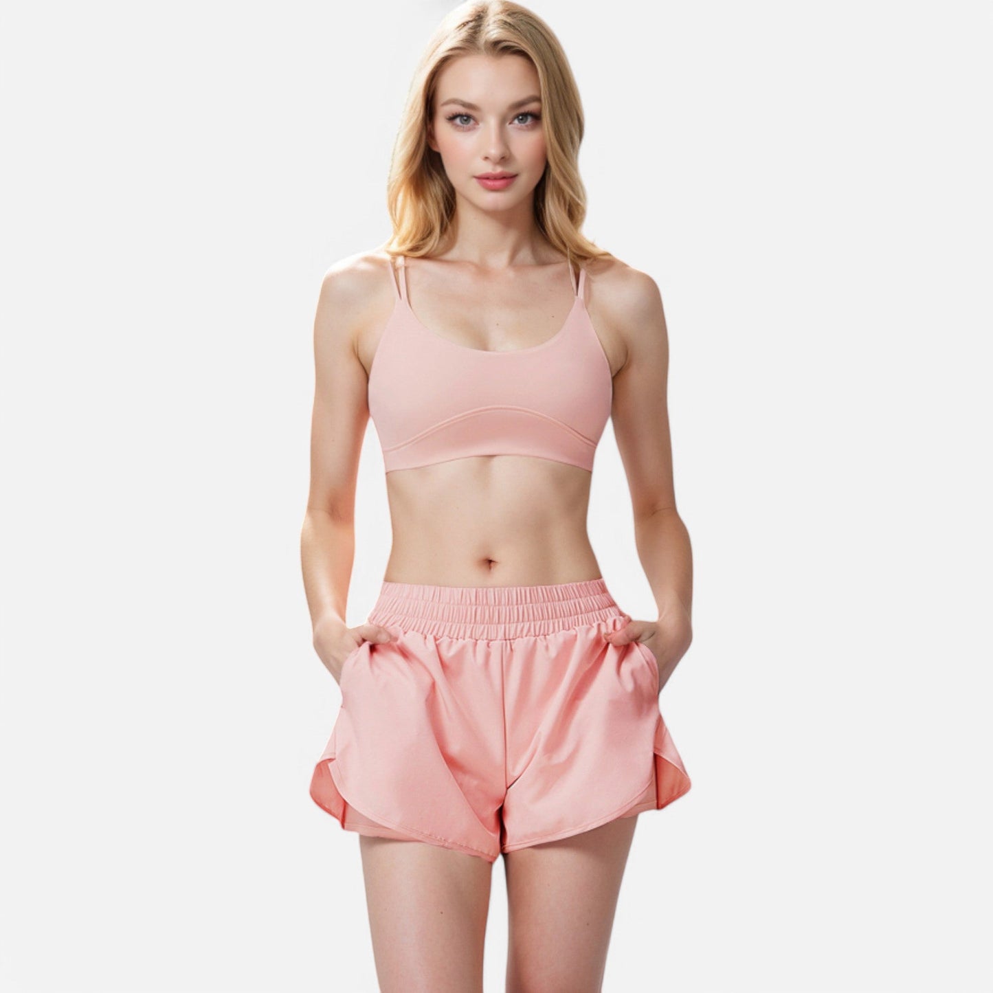 Active Women's Double Strap Sports Bra with V-Neckline and Soft Support