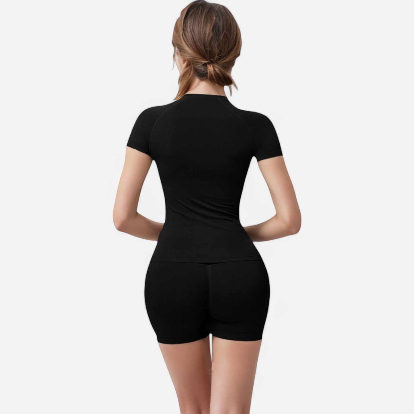 Active Women's Short Sleeve Seamless Fitted Tee with Crew Neck and Stretch Fabric