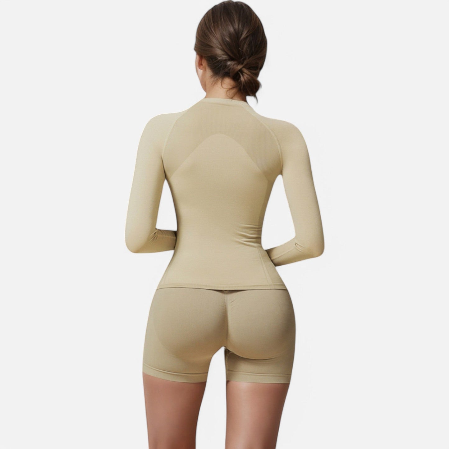 Active Women's Long Sleeve Fitted Crew Neck Top with Thumbhole Cuffs and Seam Detailing