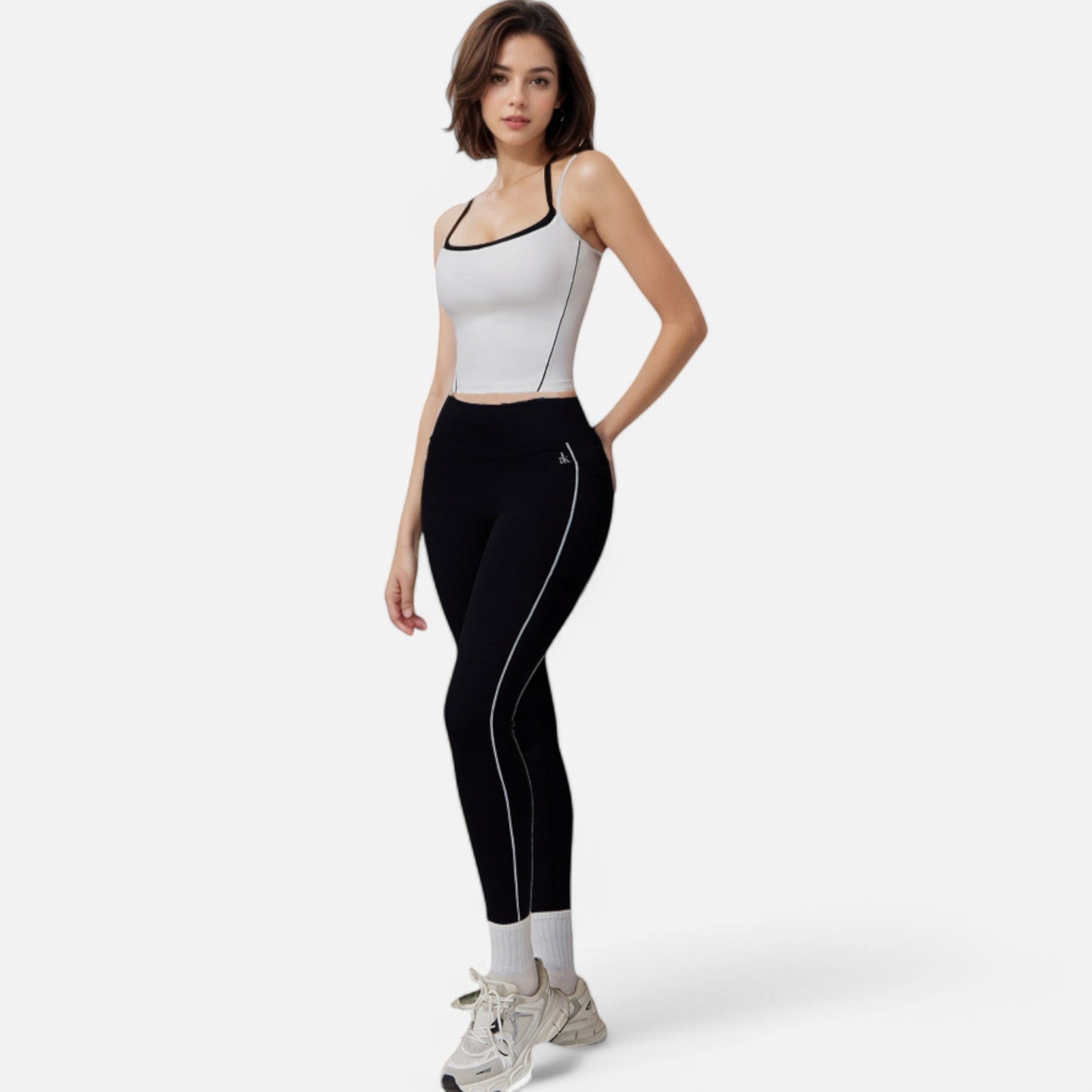 Active Women's High Waist Seam Detail Leggings with Contoured Fit and Stretch Fabric