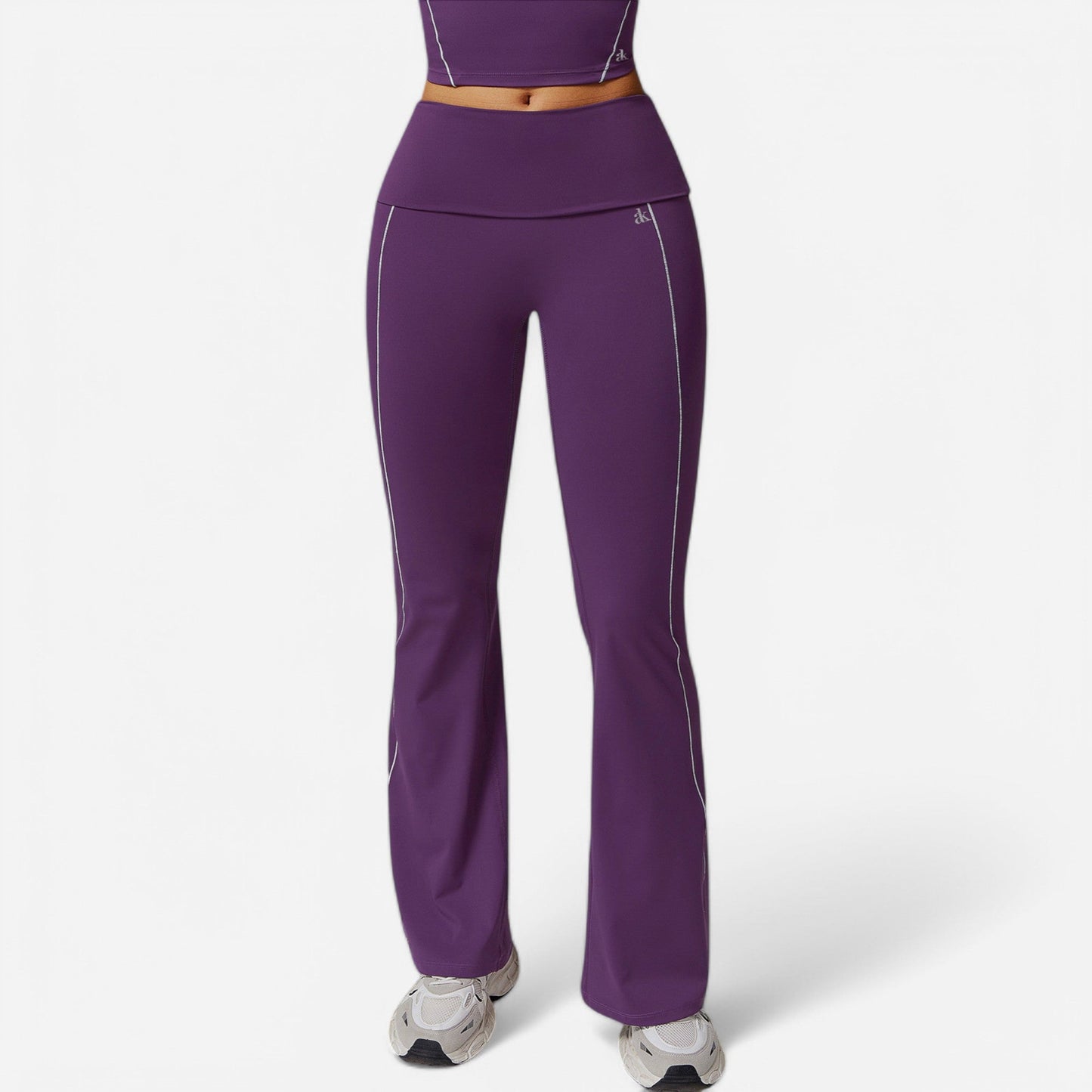 Active Women's High Waist Flared Leggings with Contrast Seam Detail and Stretch Fabric
