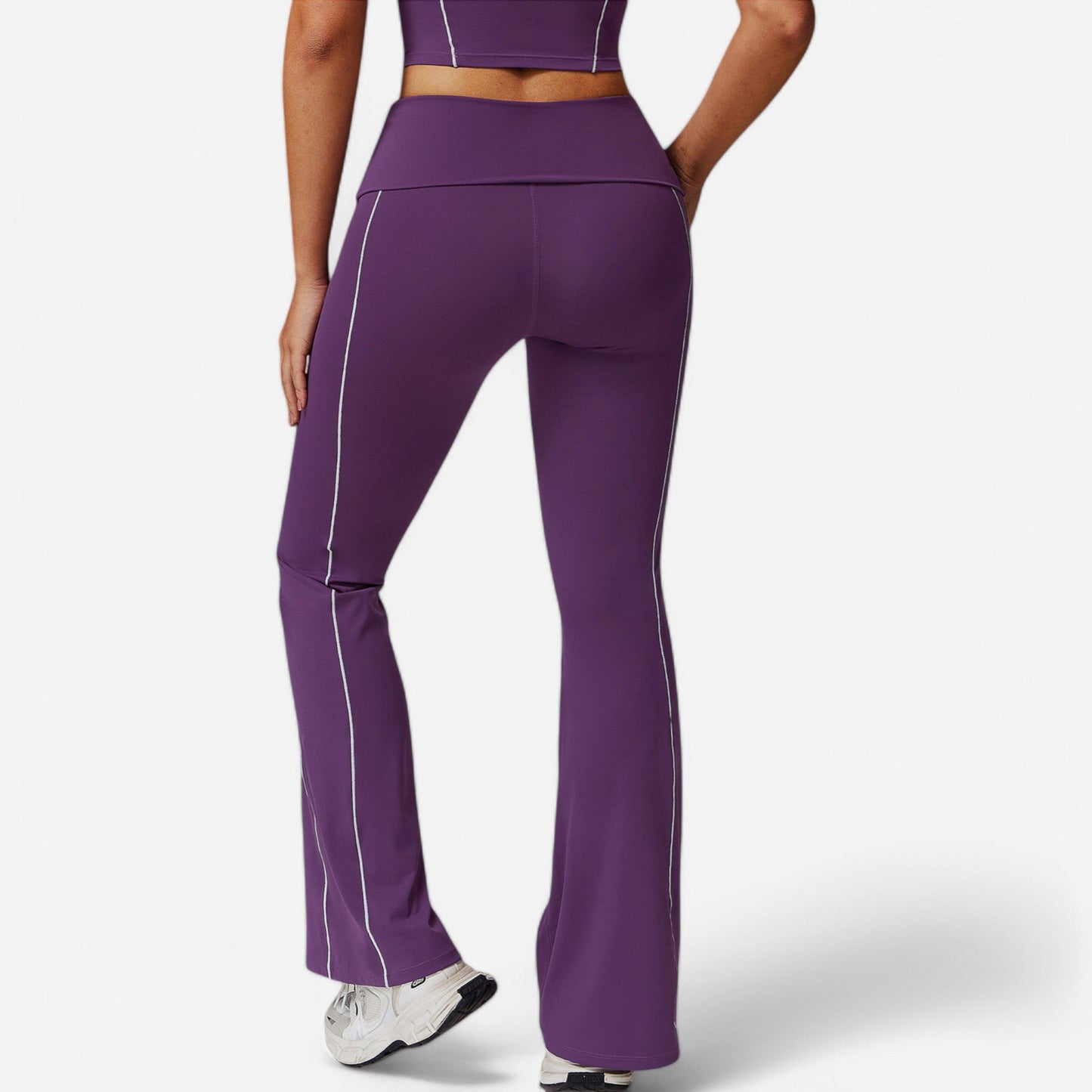 Active Women's High Waist Flared Leggings with Contrast Seam Detail and Stretch Fabric