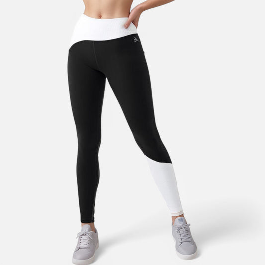 Active Women's High Waist Color Block Leggings with Contrast Panel Design