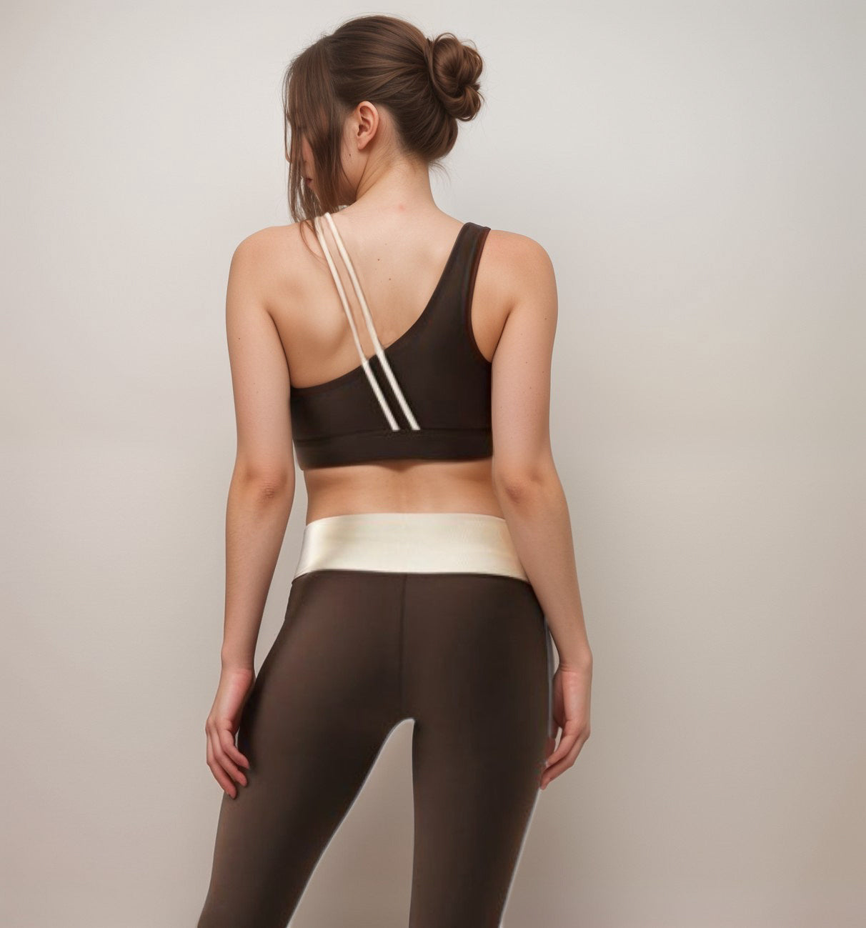 Active Women's High Waist Color Block Leggings with Contrast Panel Design