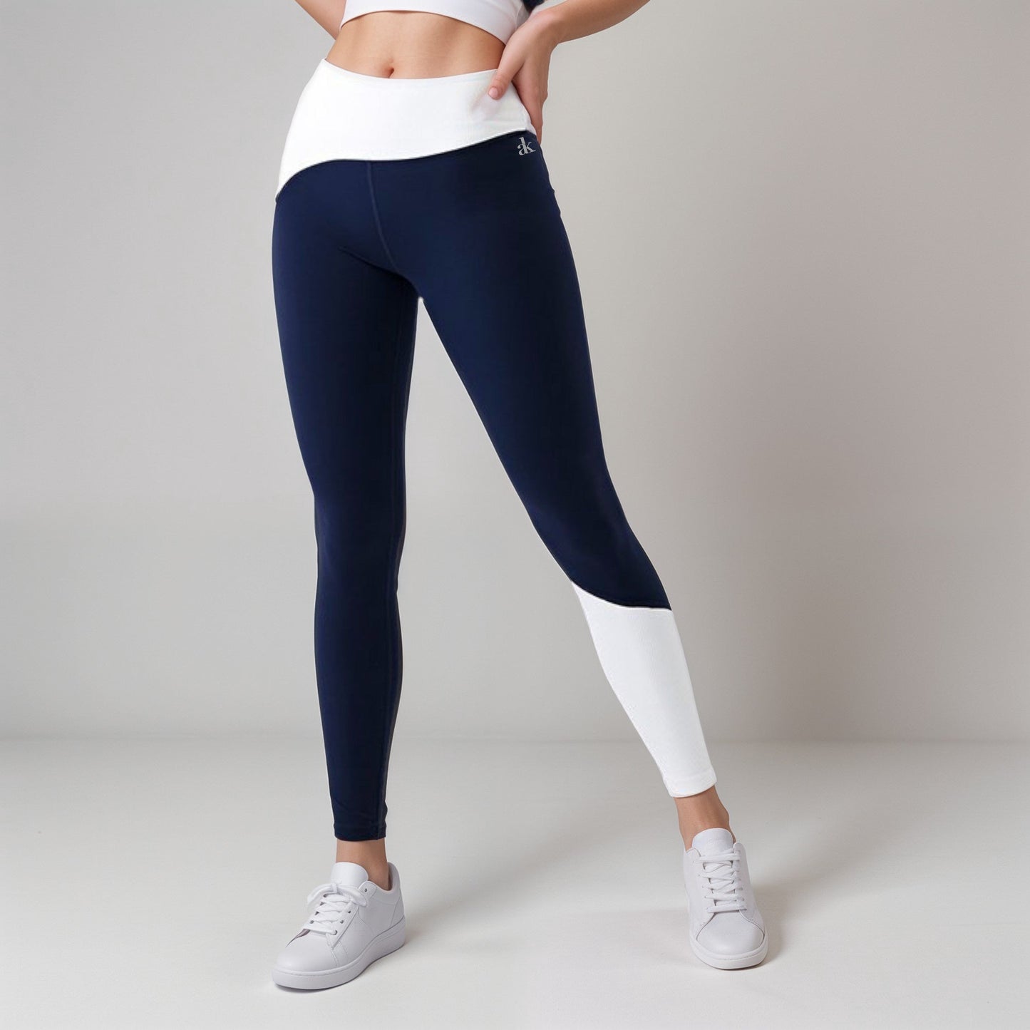 Active Women's High Waist Color Block Leggings with Contrast Panel Design