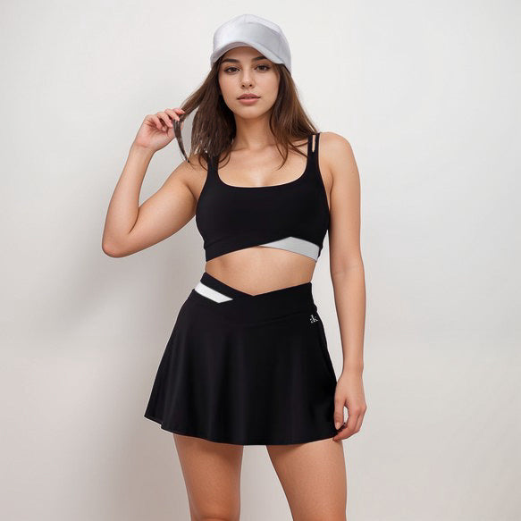 Active Women's Athletic Skort with Contrast Waistband and Flowing A-Line Design