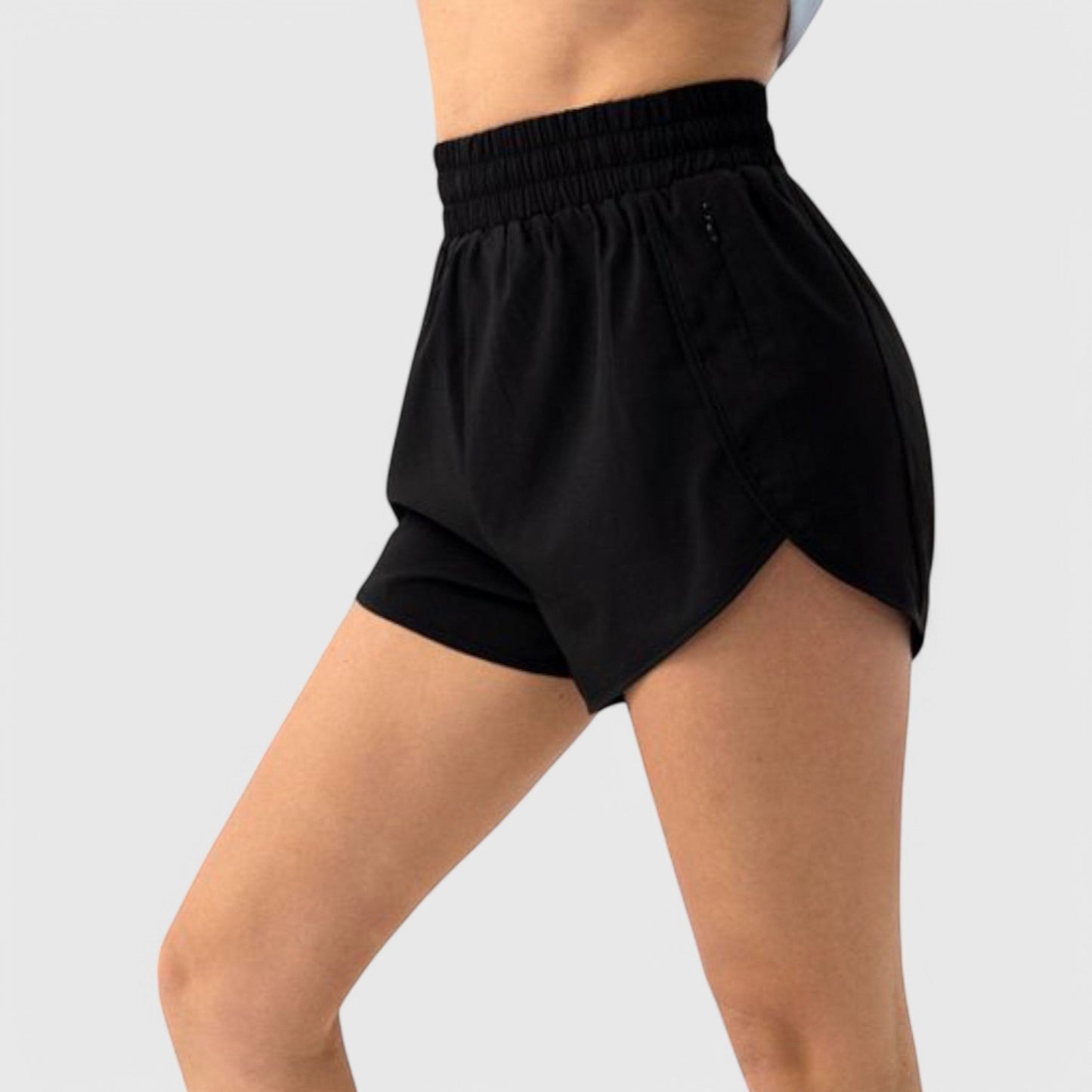 Active Women's High Waist Athletic Running Shorts with Curved Hem