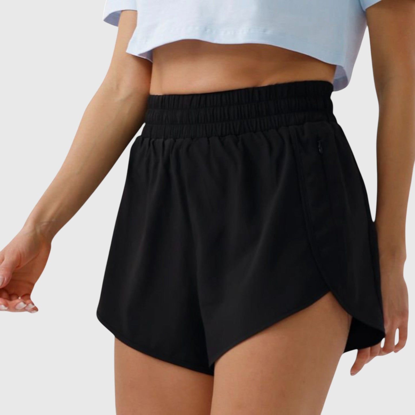 Active Women's High Waist Athletic Running Shorts with Curved Hem