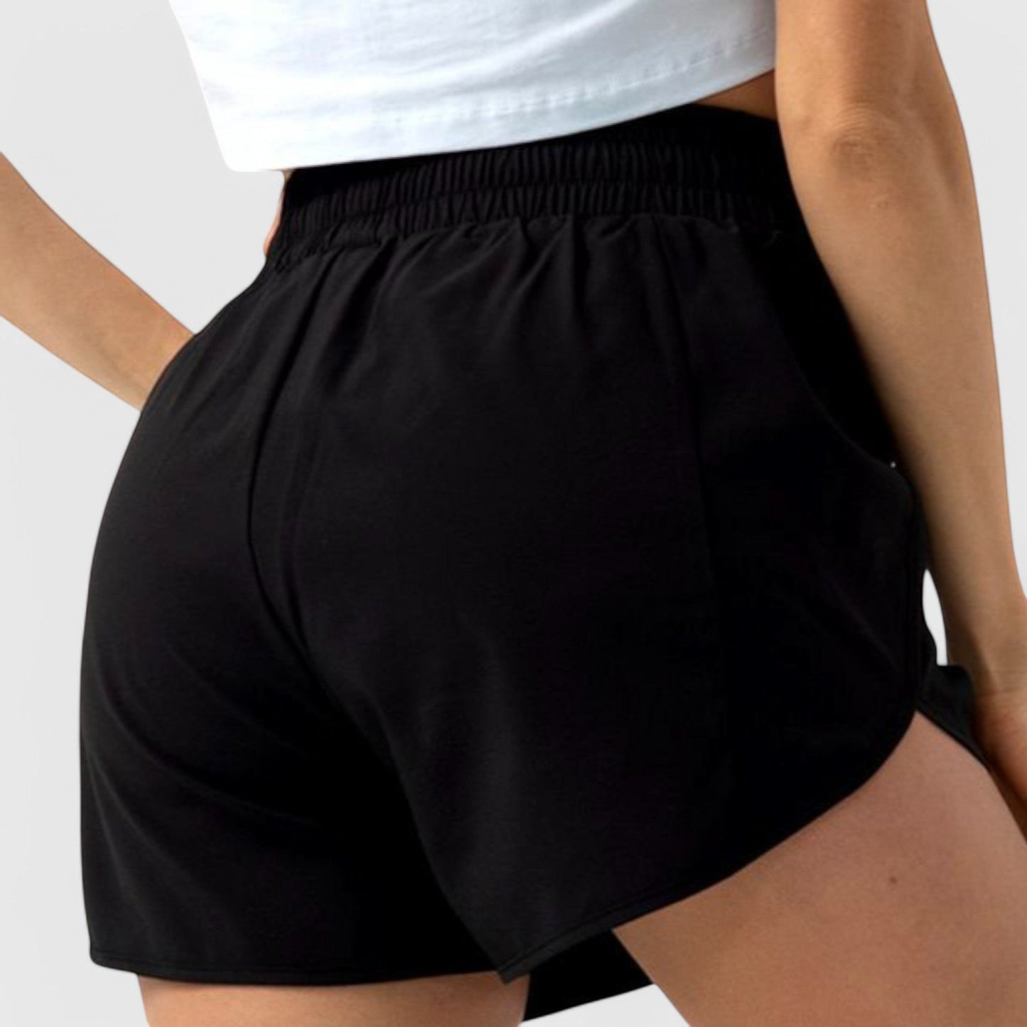 Active Women's High Waist Athletic Running Shorts with Curved Hem
