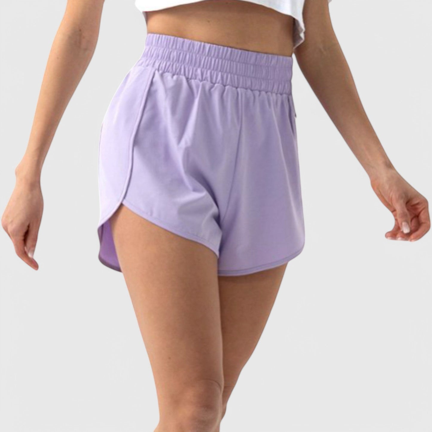 Active Women's High Waist Athletic Running Shorts with Curved Hem