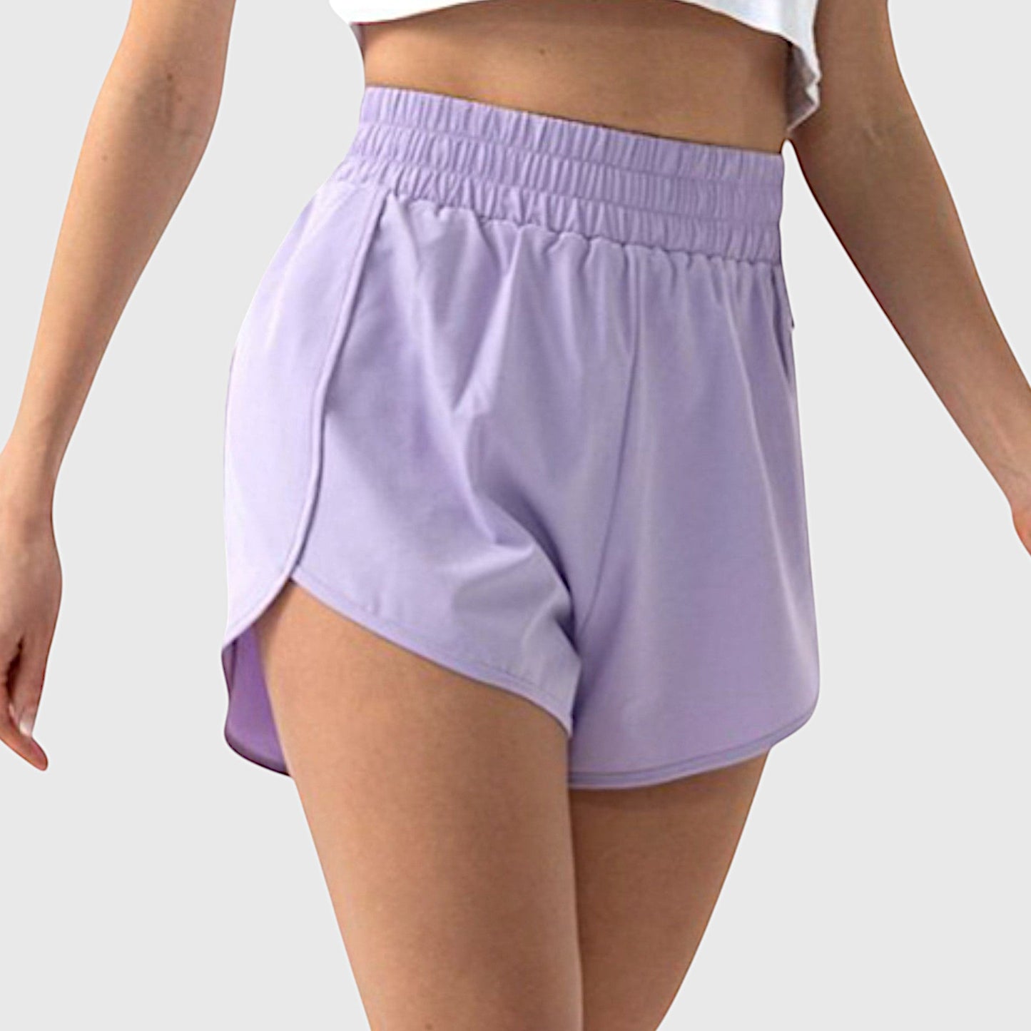 Active Women's High Waist Athletic Running Shorts with Curved Hem