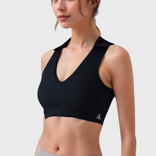 Active Women's Collared V-Neck Athletic Crop Top