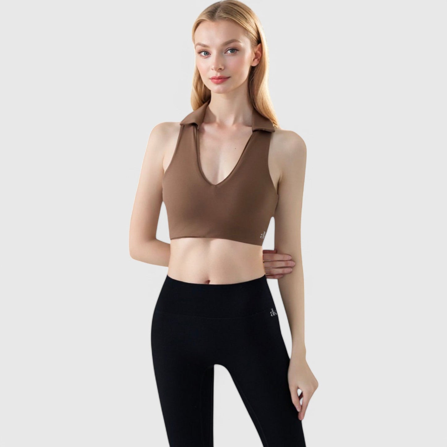 Active Women's Collared V-Neck Athletic Crop Top