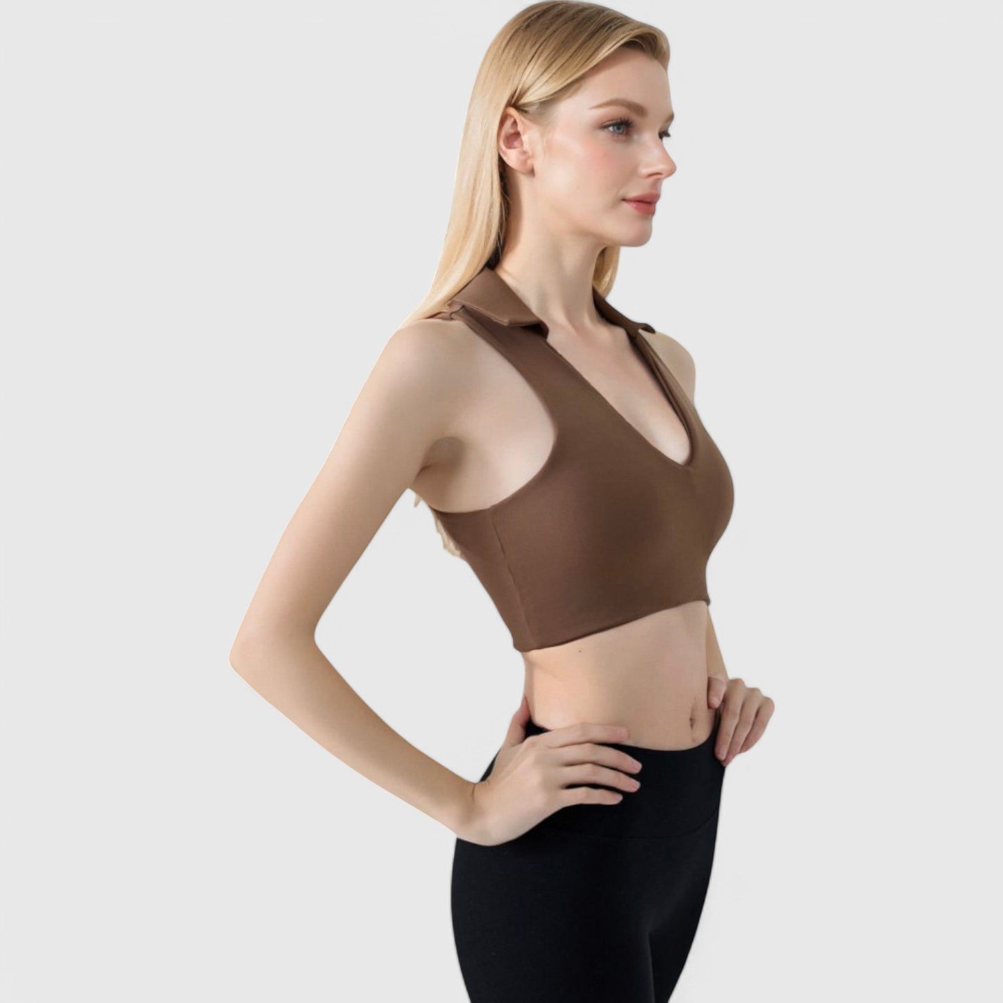 Active Women's Collared V-Neck Athletic Crop Top