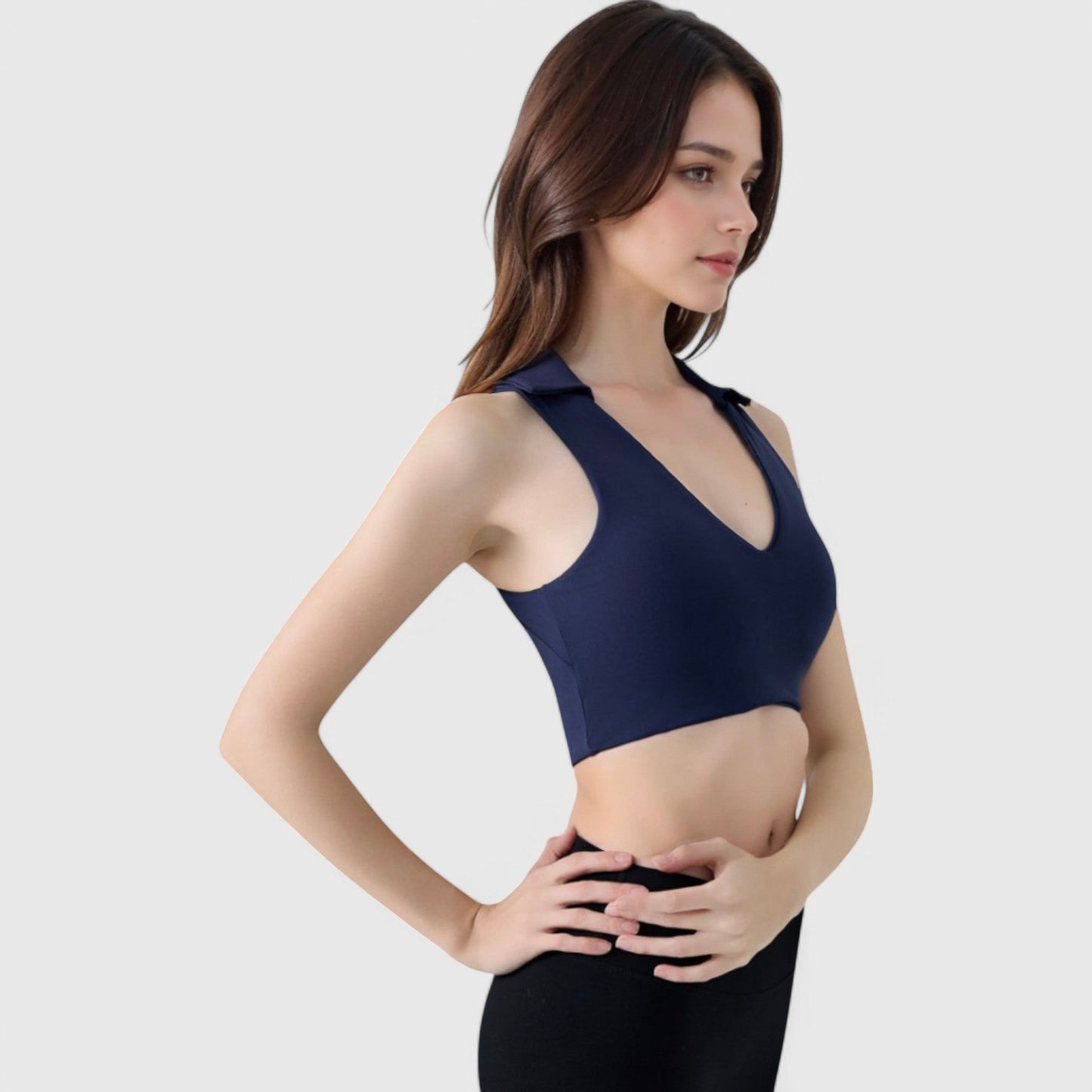 Active Women's Collared V-Neck Athletic Crop Top