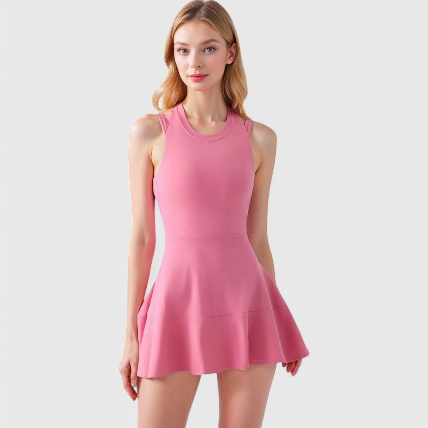 Women's Racerback Flowy Athletic Dress with Built-In Shorts