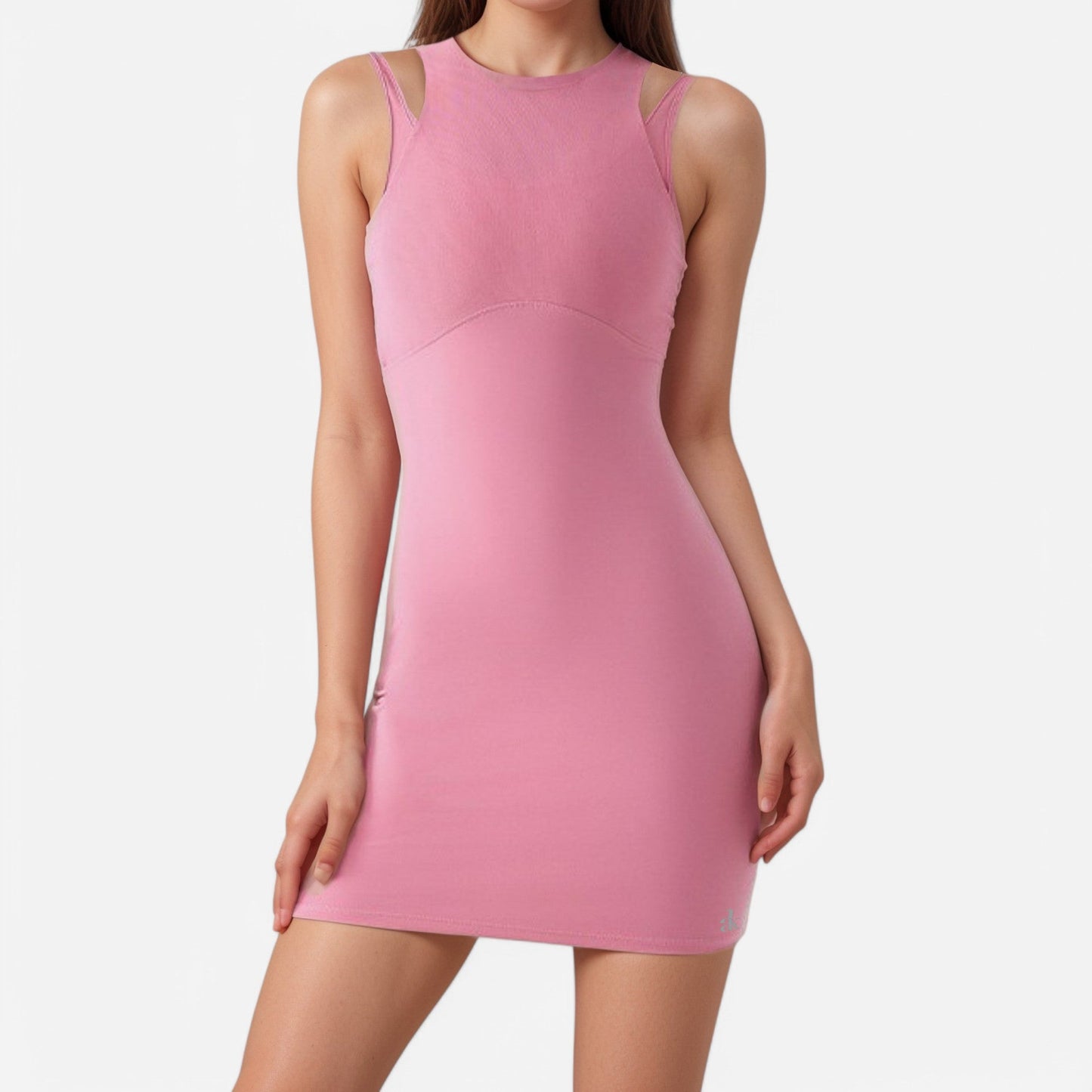 Active Women's Fitted Sleeveless Sports Dress with Built-In Bra and Bodycon Silhouette
