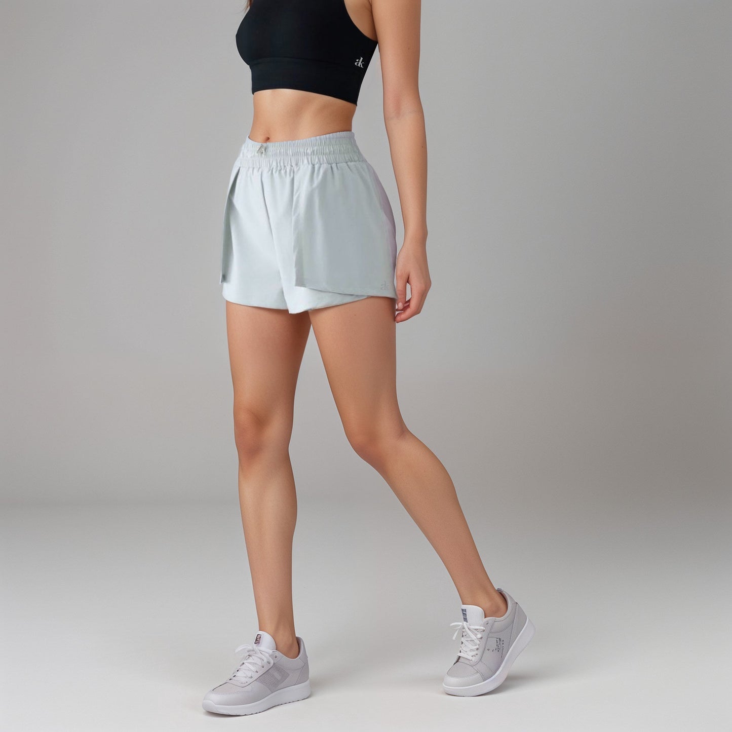 Active Women's High Waist Athletic Shorts with Pleated Side Panels and Stretchy Wideband Waist