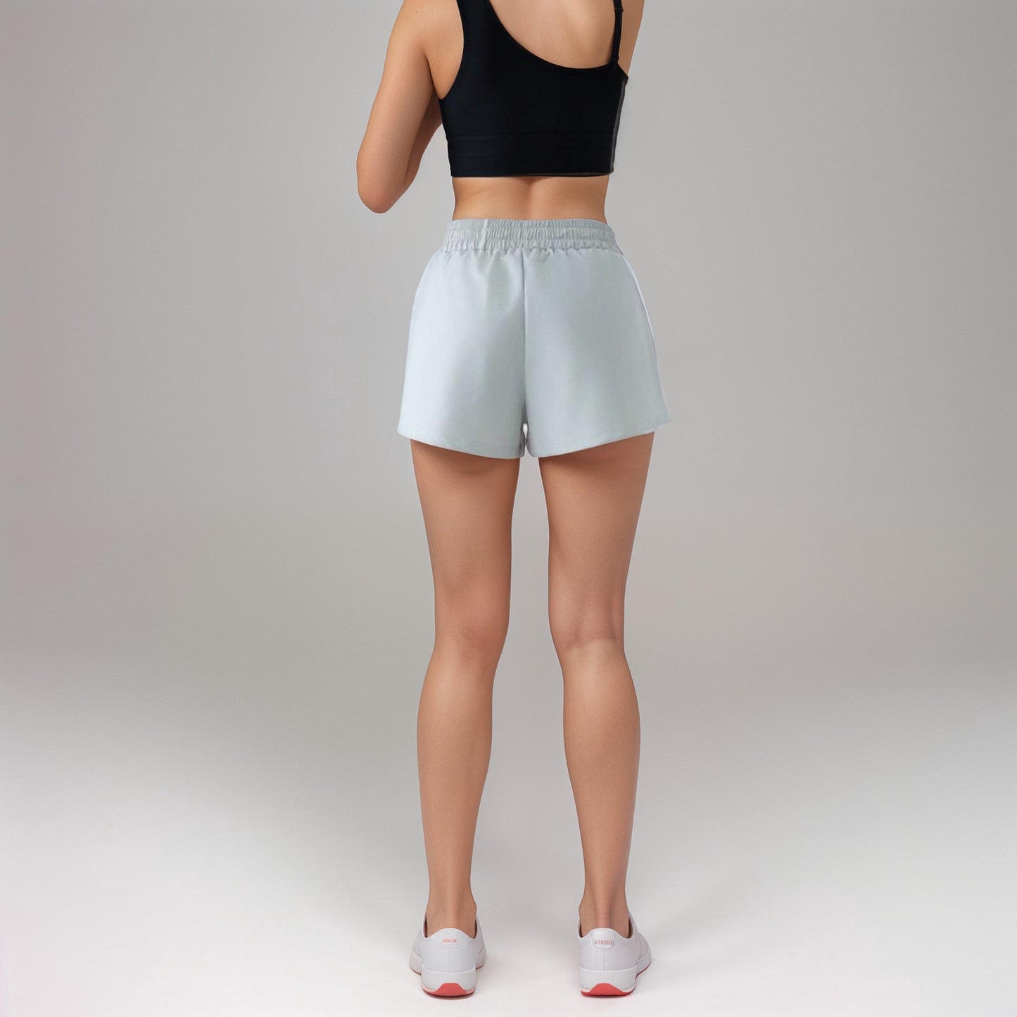 Active Women's High Waist Athletic Shorts with Pleated Side Panels and Stretchy Wideband Waist