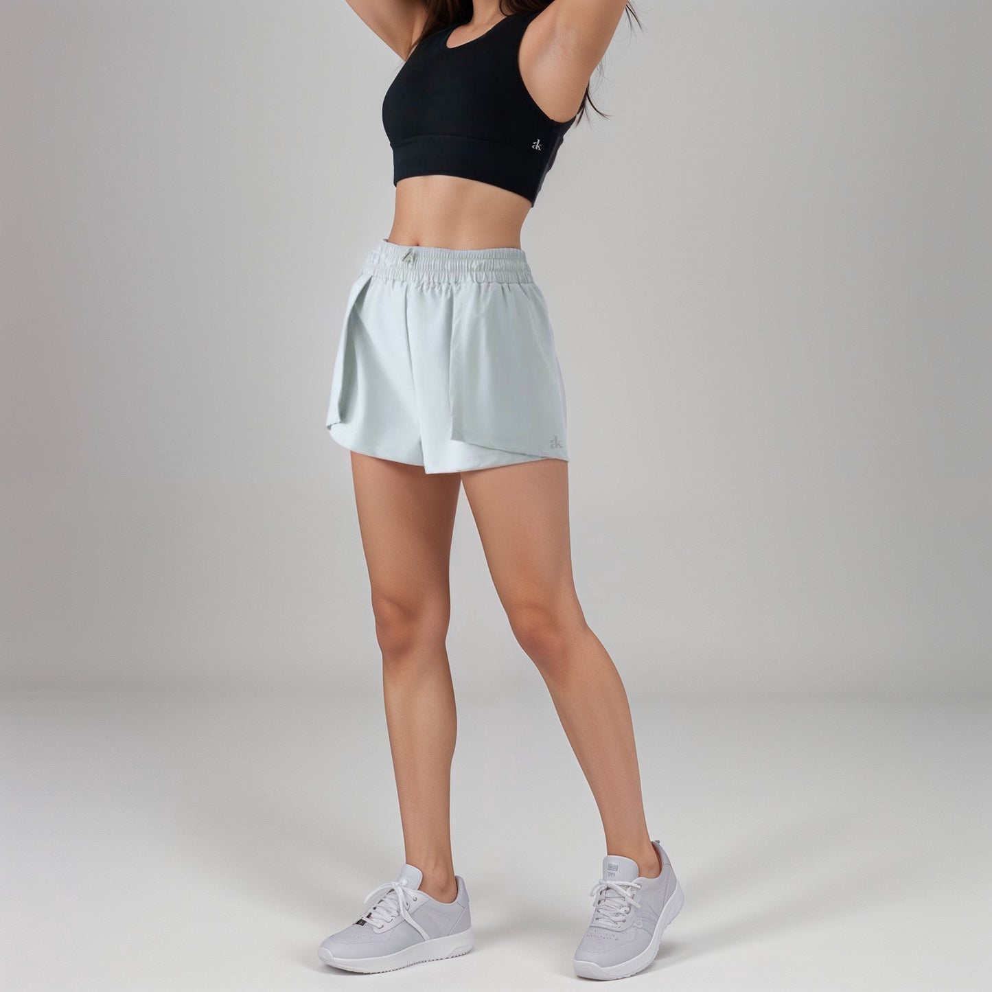 Active Women's High Waist Athletic Shorts with Pleated Side Panels and Stretchy Wideband Waist