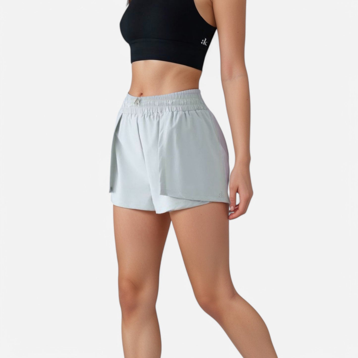 Active Women's High Waist Athletic Shorts with Pleated Side Panels and Stretchy Wideband Waist