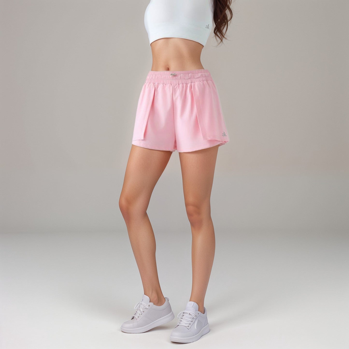 Active Women's High Waist Athletic Shorts with Pleated Side Panels and Stretchy Wideband Waist