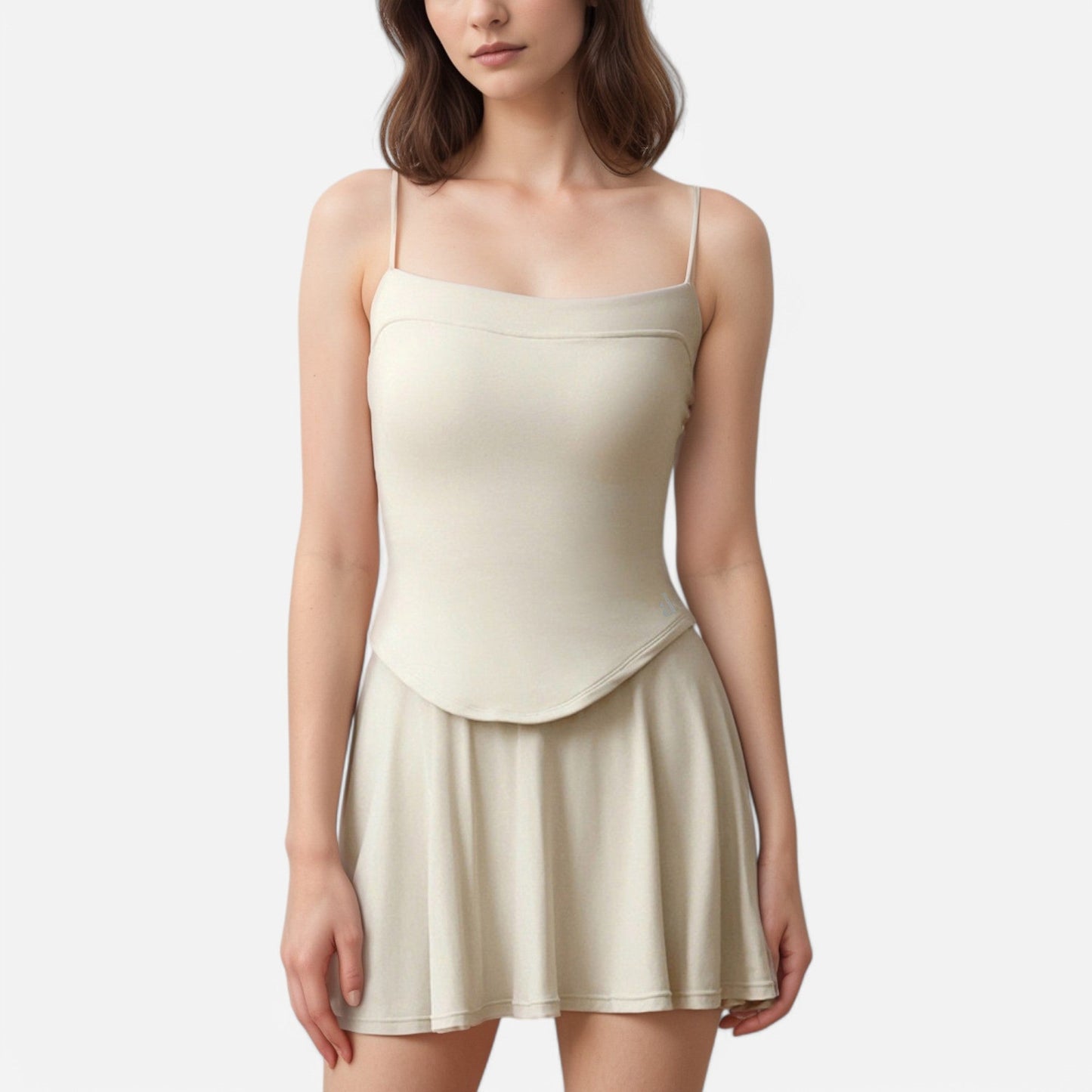 Active Women's Fitted Spaghetti Strap Asymmetrical Hem Tank Top with Seam Detail