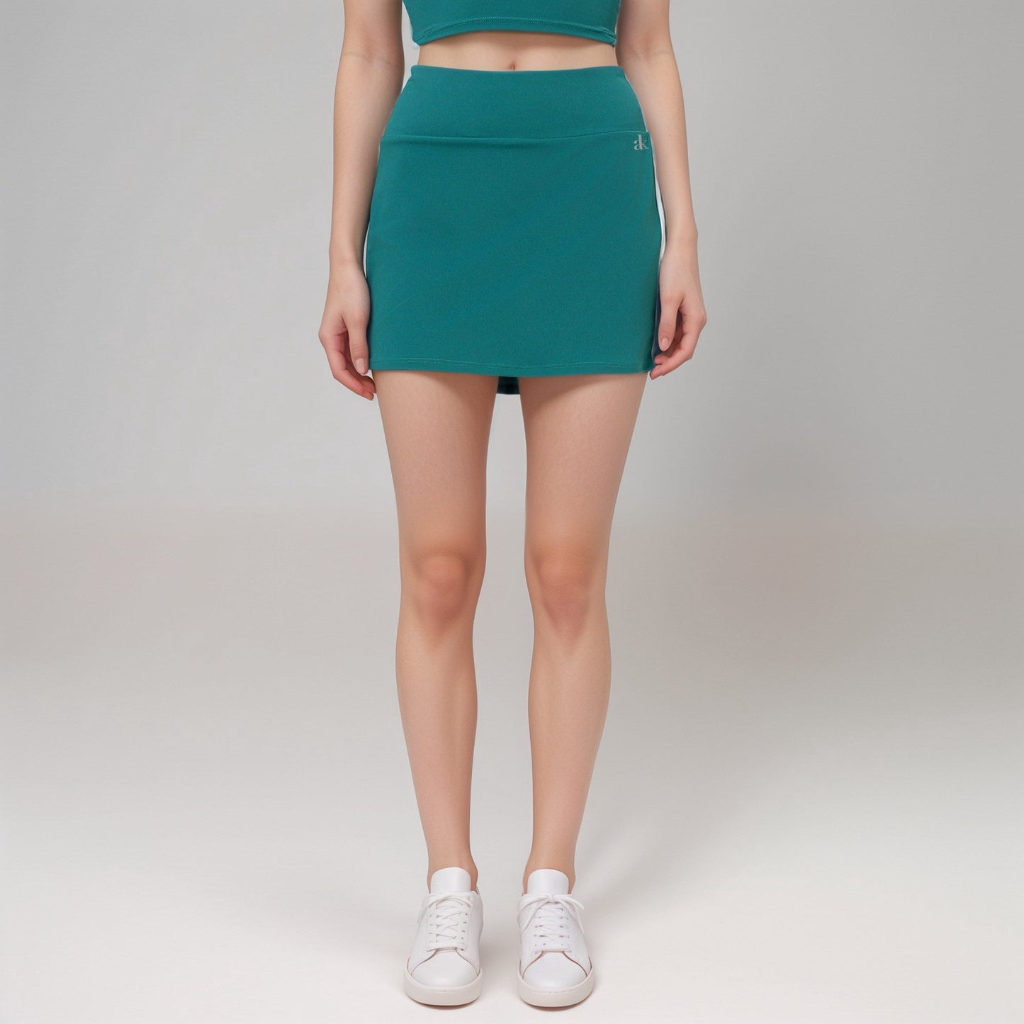 Active Women's Athletic Mini Skirt with Contrast Side Stripes and Built-In Shorts for Support