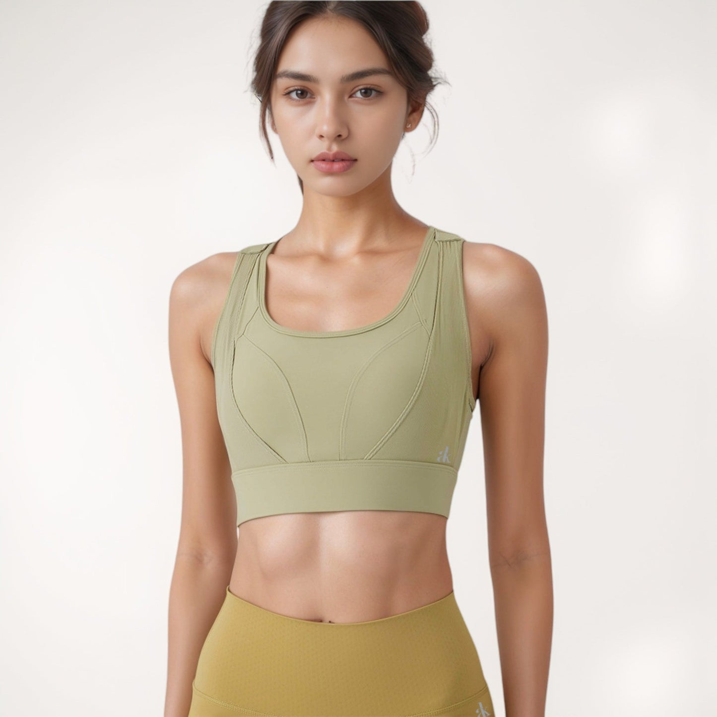High Support Athletic Sports Bra with Scoop Neck and Wide Adjustable Straps