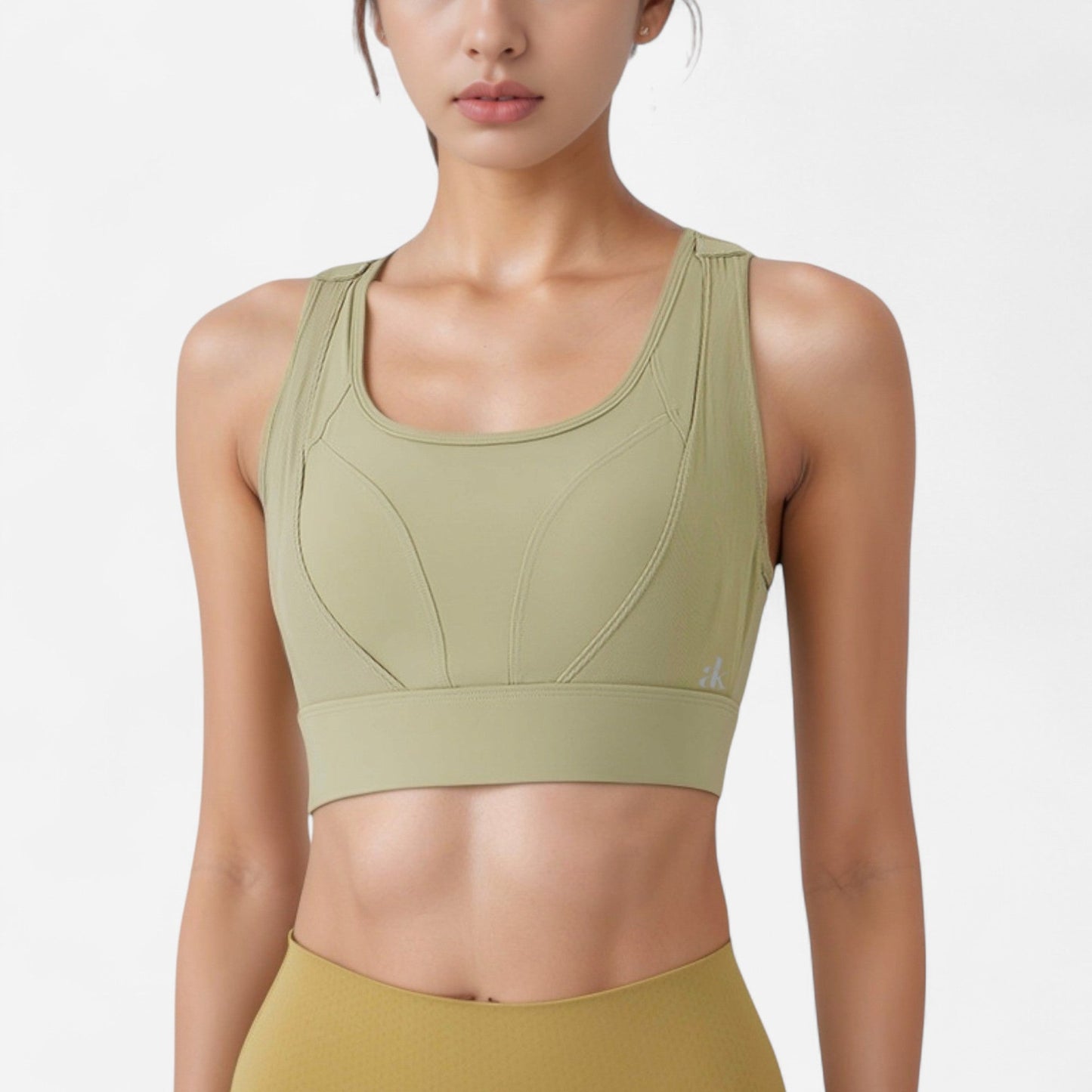 High Support Athletic Sports Bra with Scoop Neck and Wide Adjustable Straps