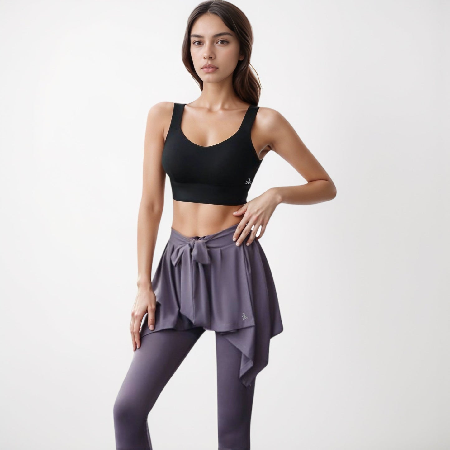 Adjustable Hook Back Sports Bra with Wide Shoulder Straps and Scoop Neck Front Design