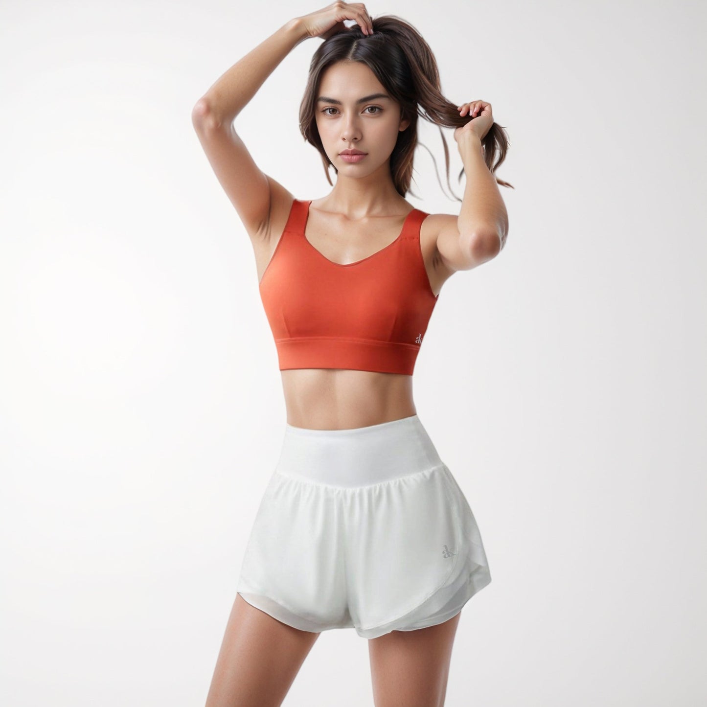 Adjustable Hook Back Sports Bra with Wide Shoulder Straps and Scoop Neck Front Design