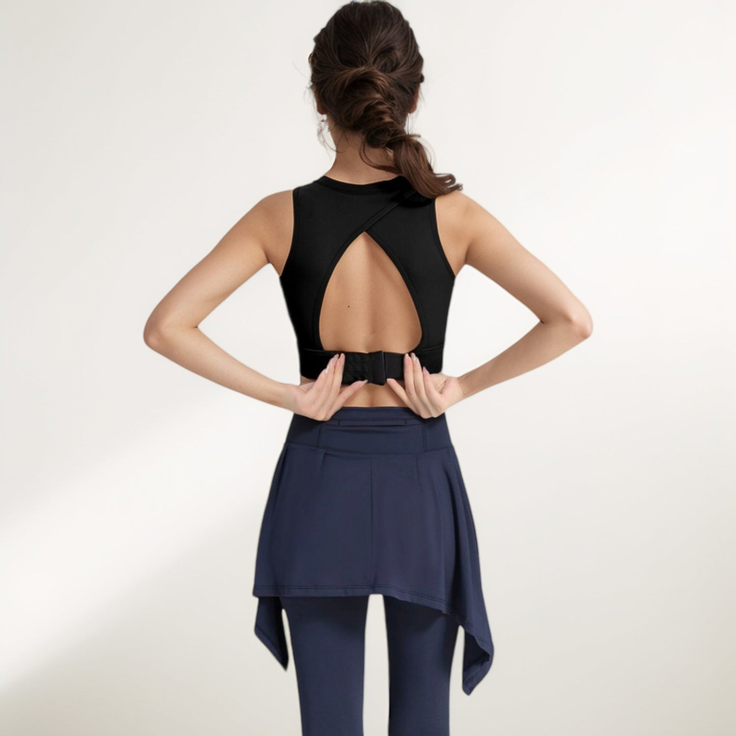 Crisscross Back Sports Bra with Cutout Detail and Adjustable Hook Closure