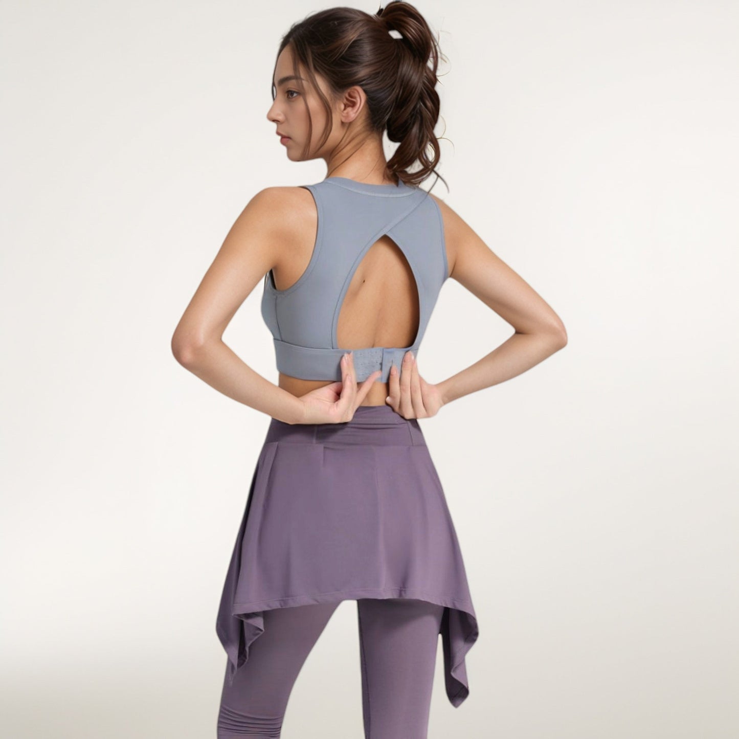 Crisscross Back Sports Bra with Cutout Detail and Adjustable Hook Closure