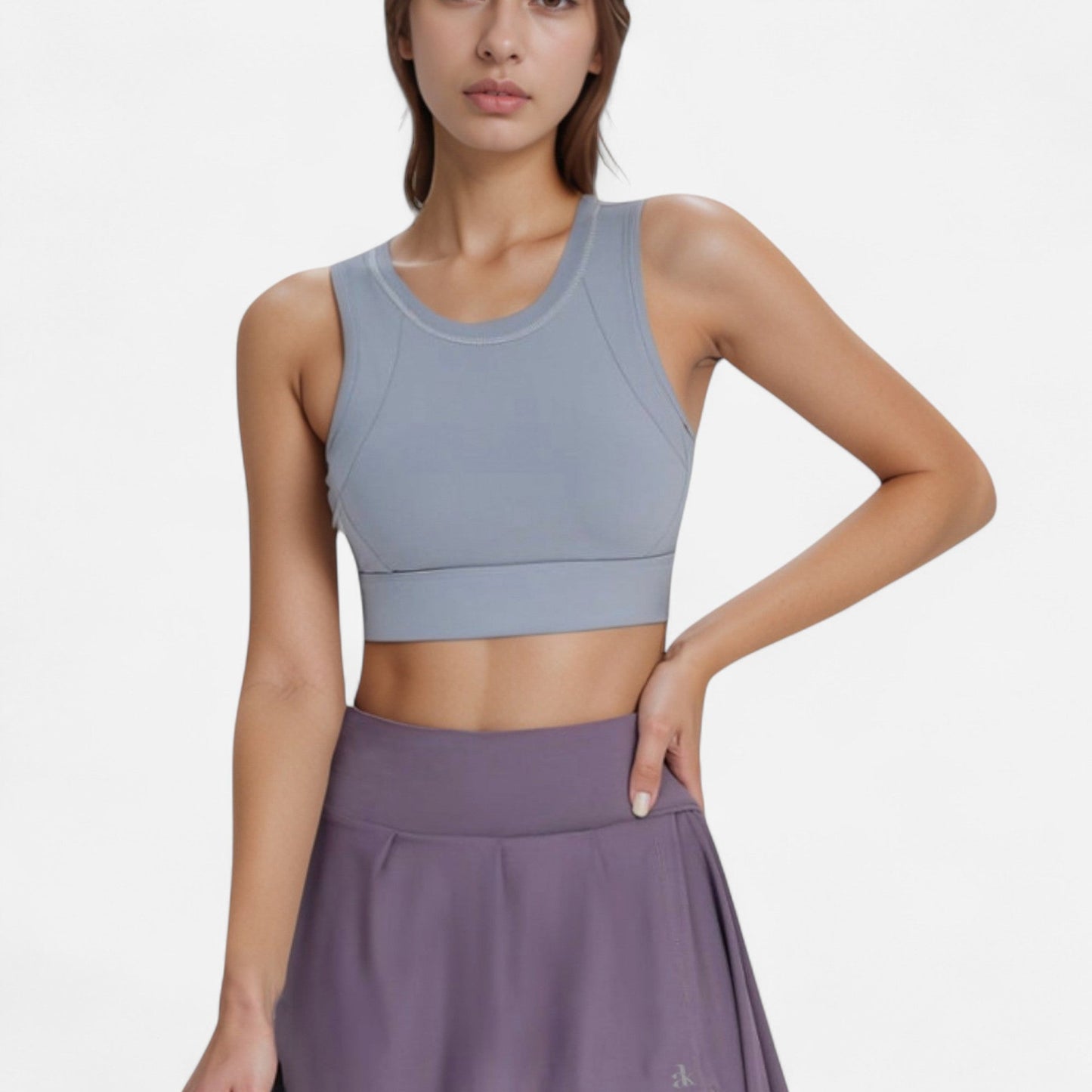 Crisscross Back Sports Bra with Cutout Detail and Adjustable Hook Closure