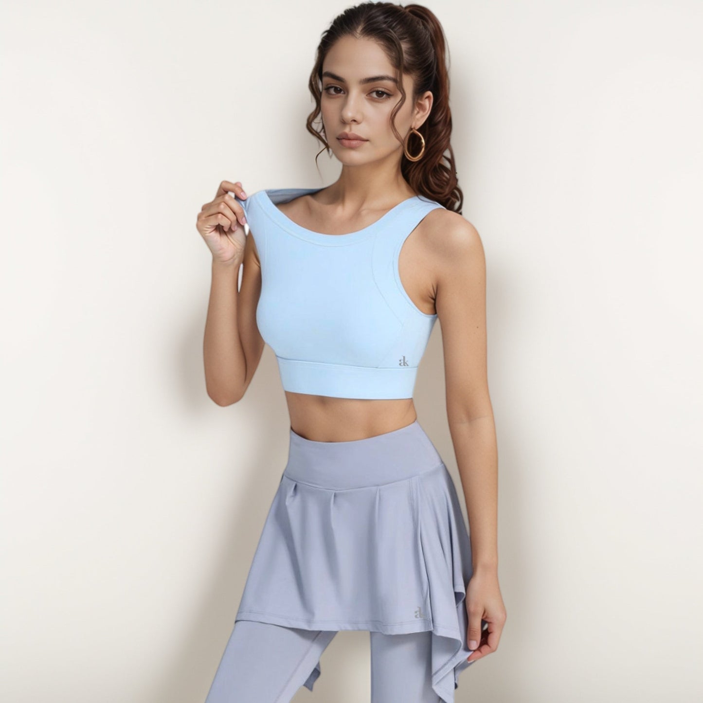 Crisscross Back Sports Bra with Cutout Detail and Adjustable Hook Closure