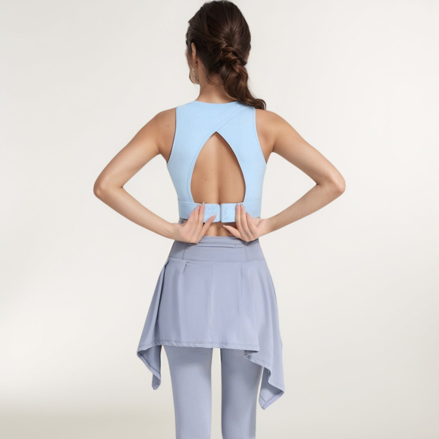 Crisscross Back Sports Bra with Cutout Detail and Adjustable Hook Closure