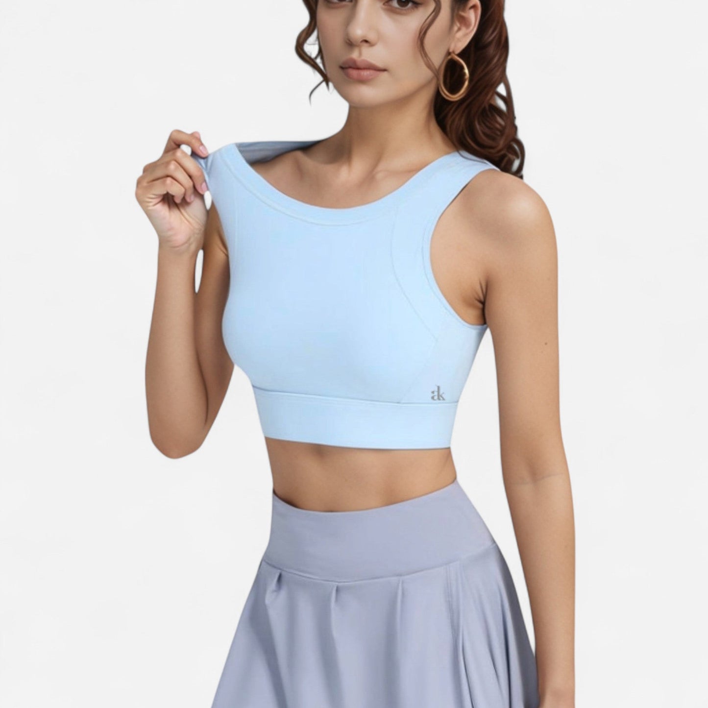Crisscross Back Sports Bra with Cutout Detail and Adjustable Hook Closure