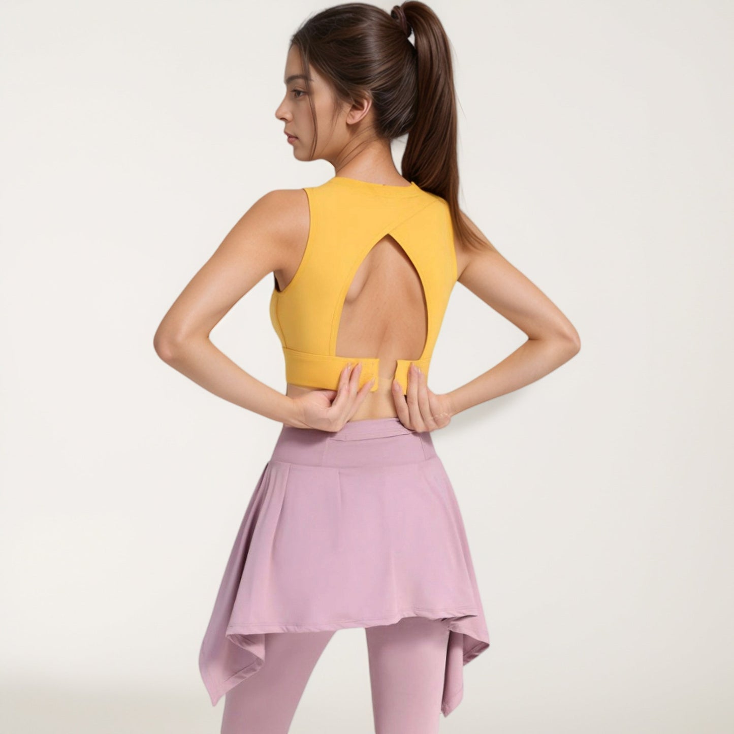Crisscross Back Sports Bra with Cutout Detail and Adjustable Hook Closure