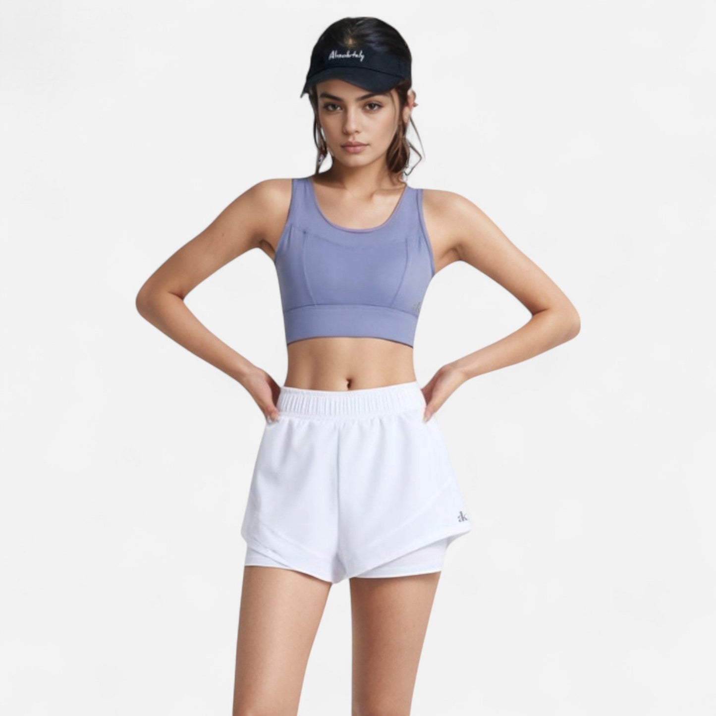High Waist Layered Active Shorts with Inner Compression Liner and Wide Elastic Waistband