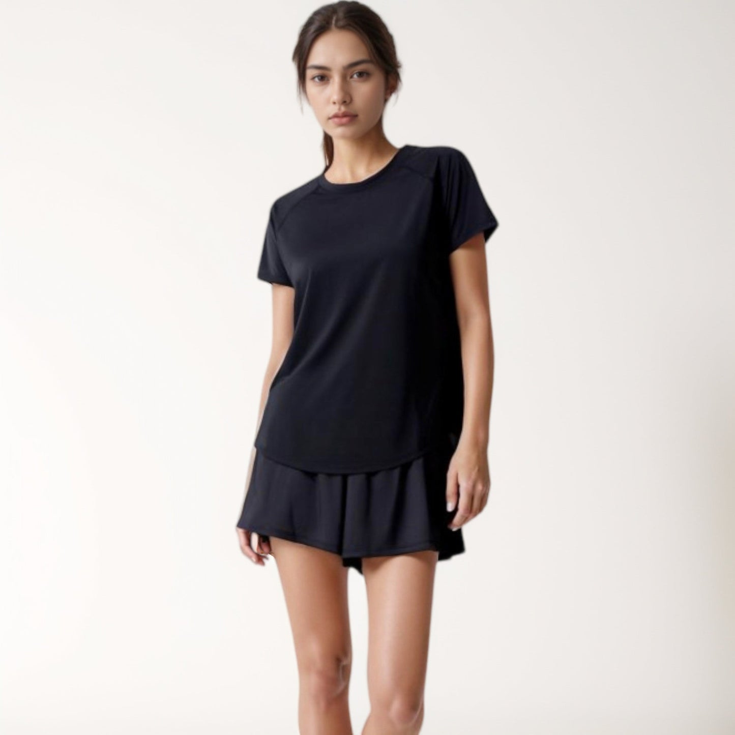 High Waist Athletic Skort with Inner Shorts and Adjustable Drawstring Waistband