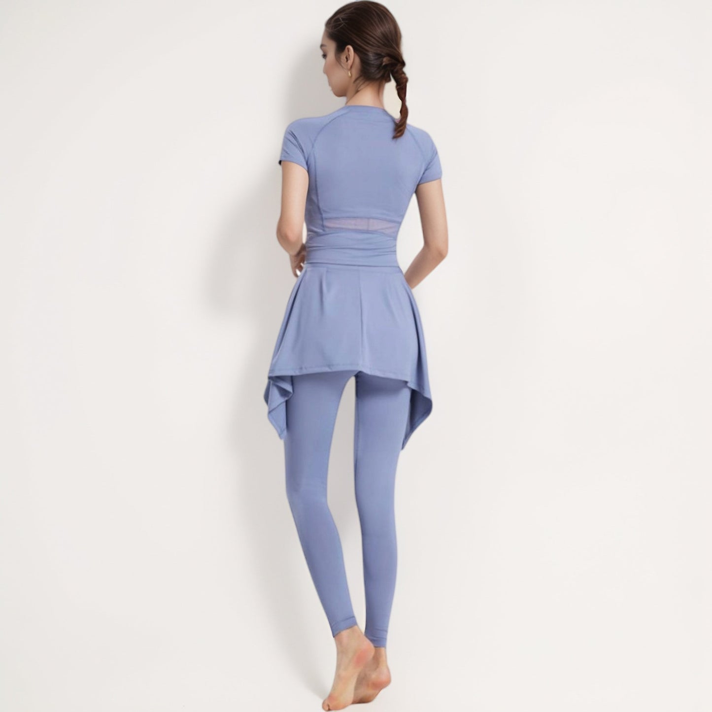 Full-Length Leggings with Attached Tie-Front Skirt Overlay for Active and Casual Looks