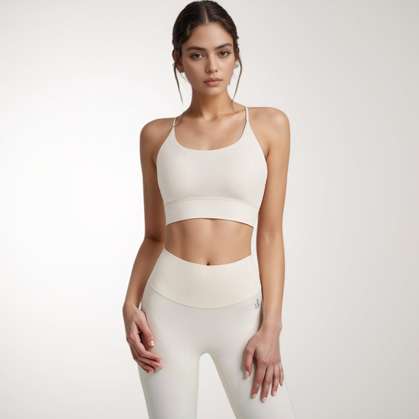 Scoop Neck Sports Bra with Thin Adjustable Straps and Wide Elastic Band for Comfortable Light Support