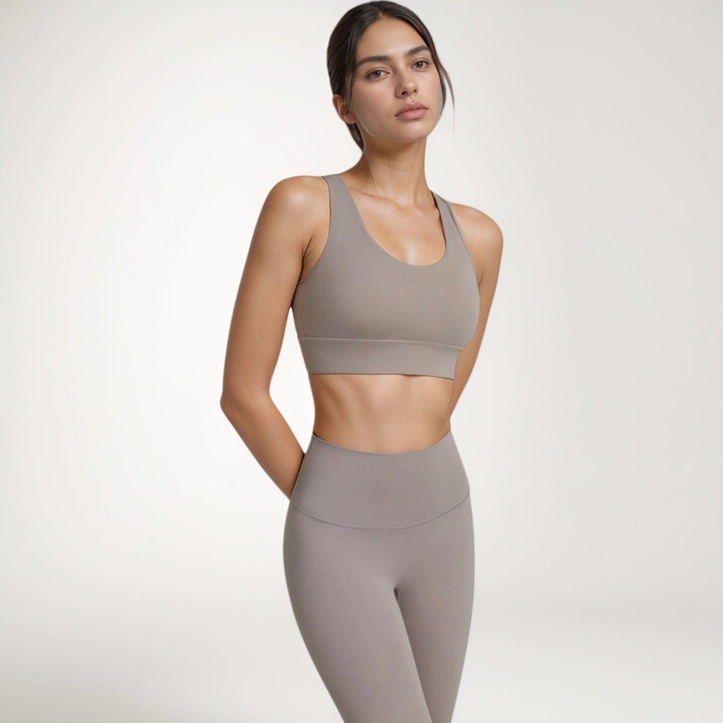 Scoop Neck Sports Bra with Wide Shoulder Straps and Elastic Band for Low to Medium Support