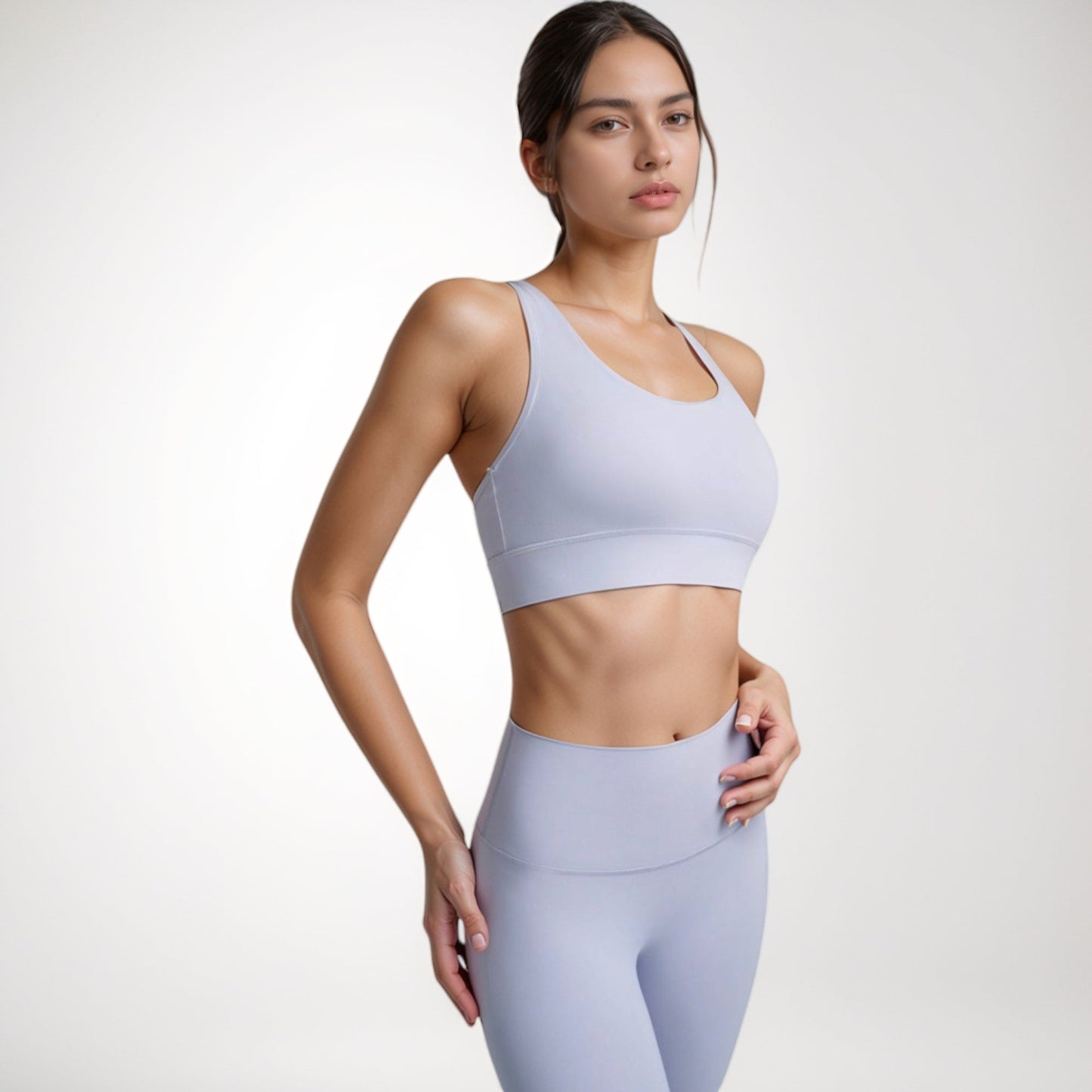 Scoop Neck Sports Bra with Wide Shoulder Straps and Elastic Band for Low to Medium Support